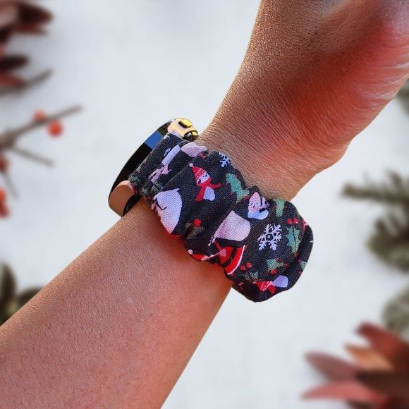 Santa Scrunchies Band for Apple Watch, Fitbit Versa 3 2 Lite, Samsung Watch - Picture 6 of 6